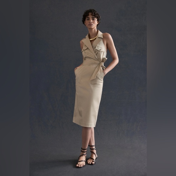 VERONICA BEARDKitana wrap-effect woven midi halterneck dress